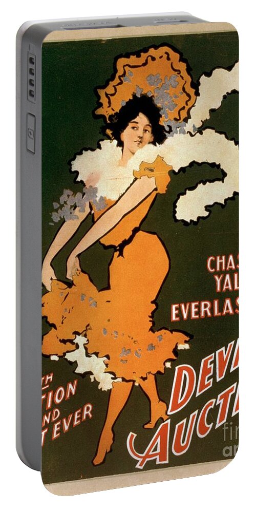 Chas H Yales Portable Battery Charger featuring the painting Chas H Yales Everlasting Devils Auction vintage entertainment poster by Vintage Collectables