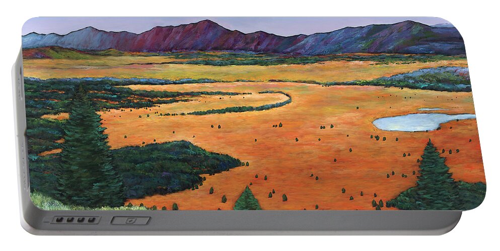 Wyoming Portable Battery Charger featuring the painting Chasing Heaven by Johnathan Harris