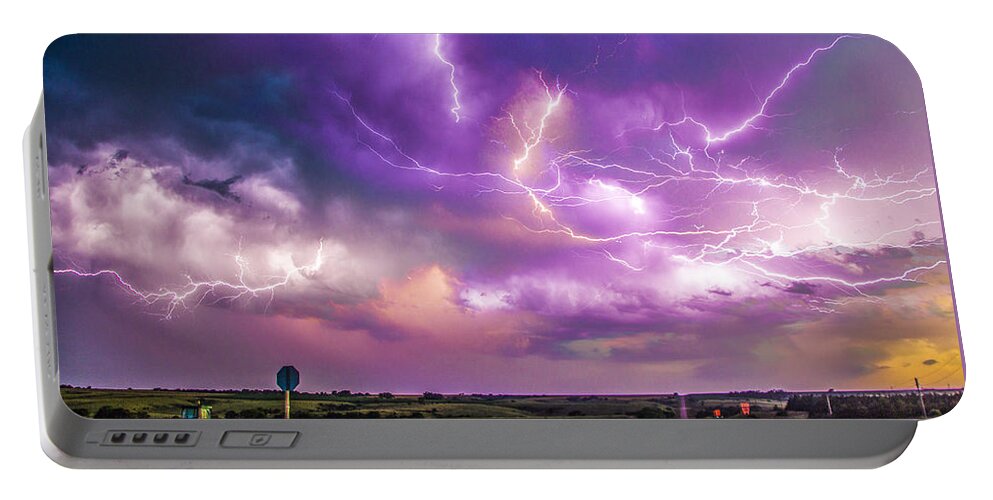 Nebraskasc Portable Battery Charger featuring the photograph Chasing Nebraska Lightning 056 by NebraskaSC