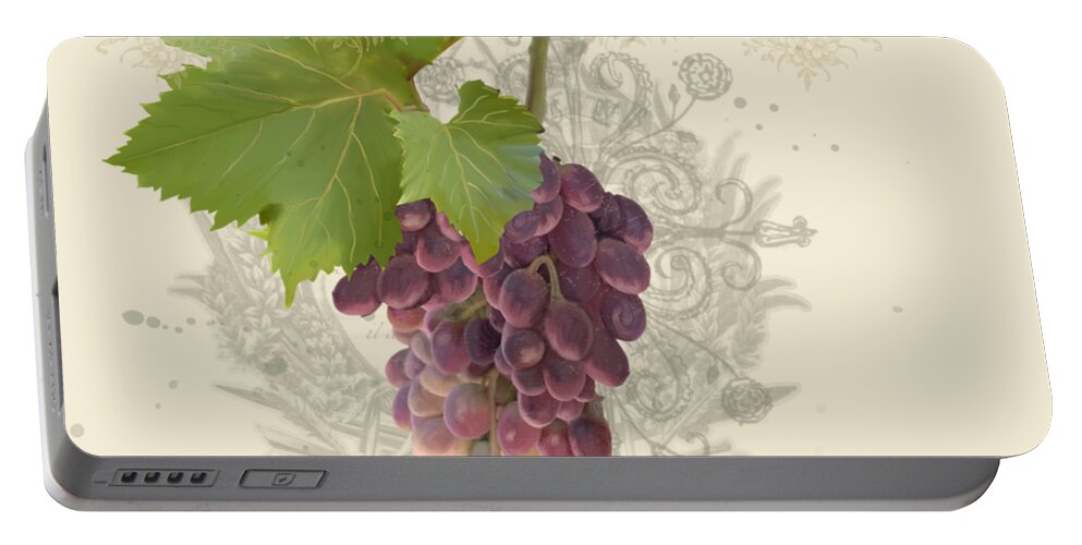 Pinot Noir Portable Battery Charger featuring the tapestry - textile Chateau Pinot Noir Vineyards - Vintage Style by Audrey Jeanne Roberts