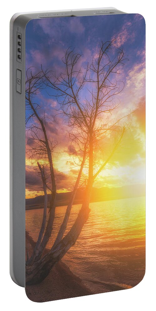 Sunset Portable Battery Charger featuring the photograph Chatfield Lake Sunset by Darren White