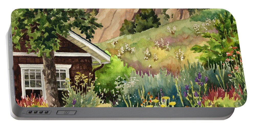 Cottage Painting Portable Battery Charger featuring the painting Chautauqua Cottage by Anne Gifford