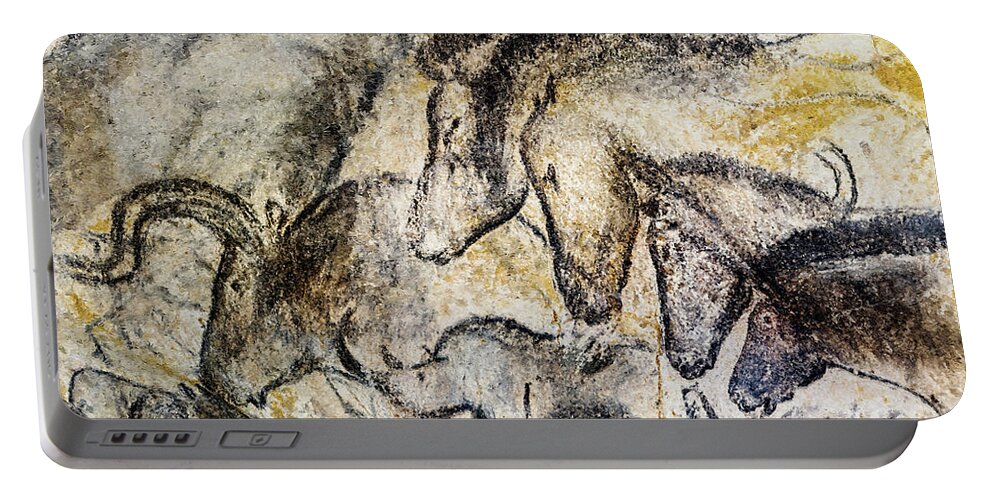 Chauvet Horse Portable Battery Charger featuring the photograph Chauvet Horses Aurochs and Rhinoceros by Weston Westmoreland