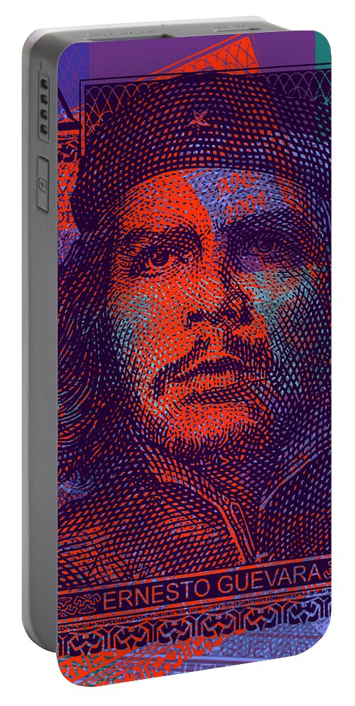 Communist Portable Battery Charger featuring the digital art Che Guevara 3 peso cuban bank note - #3 by Jean luc Comperat