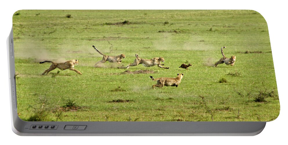 Africa Portable Battery Charger featuring the photograph Cheetah Chase by Michele Burgess