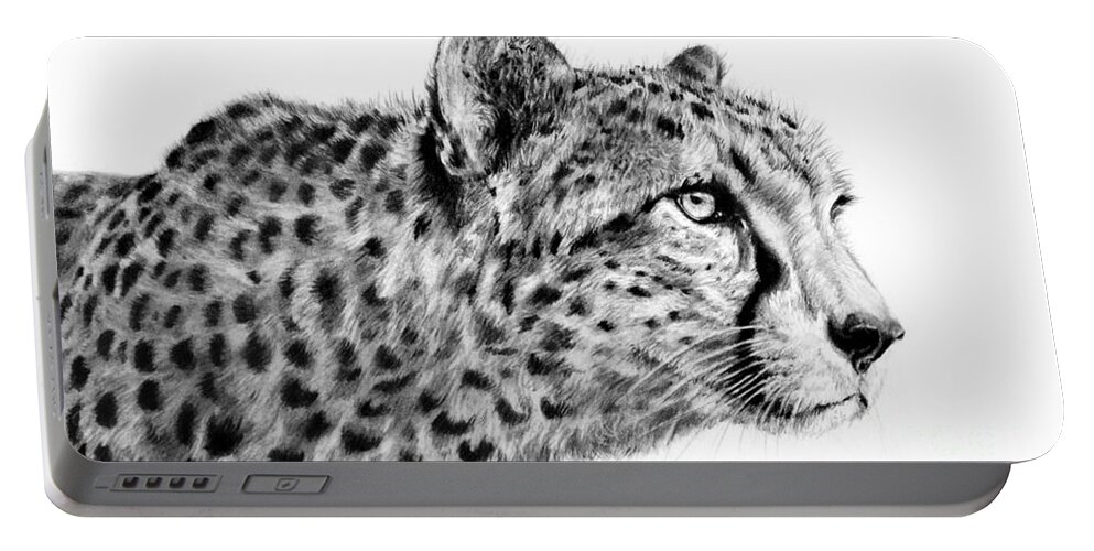 Cheetah Portable Battery Charger featuring the drawing Cheetah by Lachri
