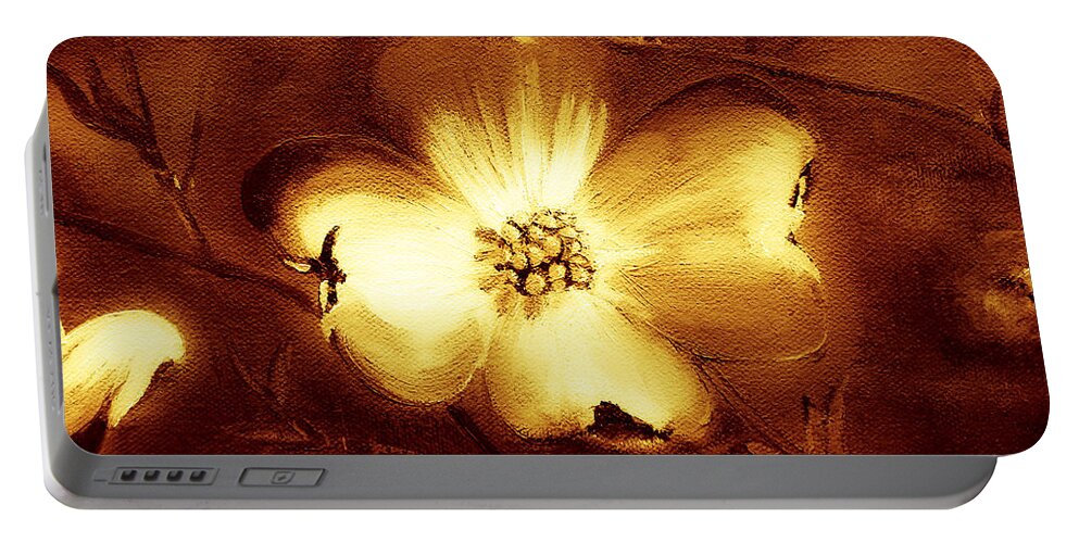 Cherokee Rose Portable Battery Charger featuring the painting Cherokee Rose Dogwood - Single Glow by Jan Dappen