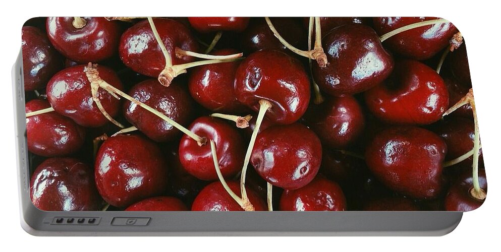 Cherry Portable Battery Charger featuring the photograph Cherries by Annie Walczyk