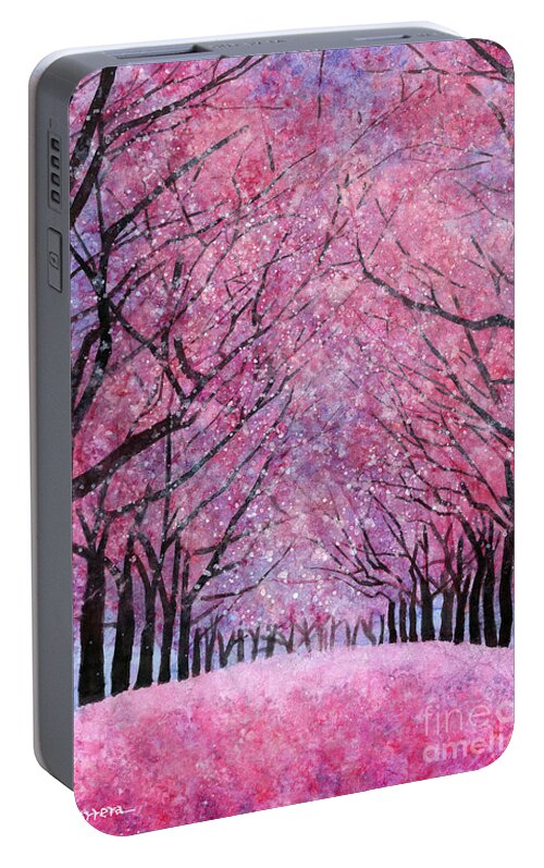 Cherry Blossom Portable Battery Charger featuring the painting Cherry Blast by Hailey E Herrera