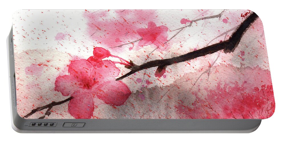 Cherry Blossom Portable Battery Charger featuring the painting Cherry Blossoms 1 by Sean Seal