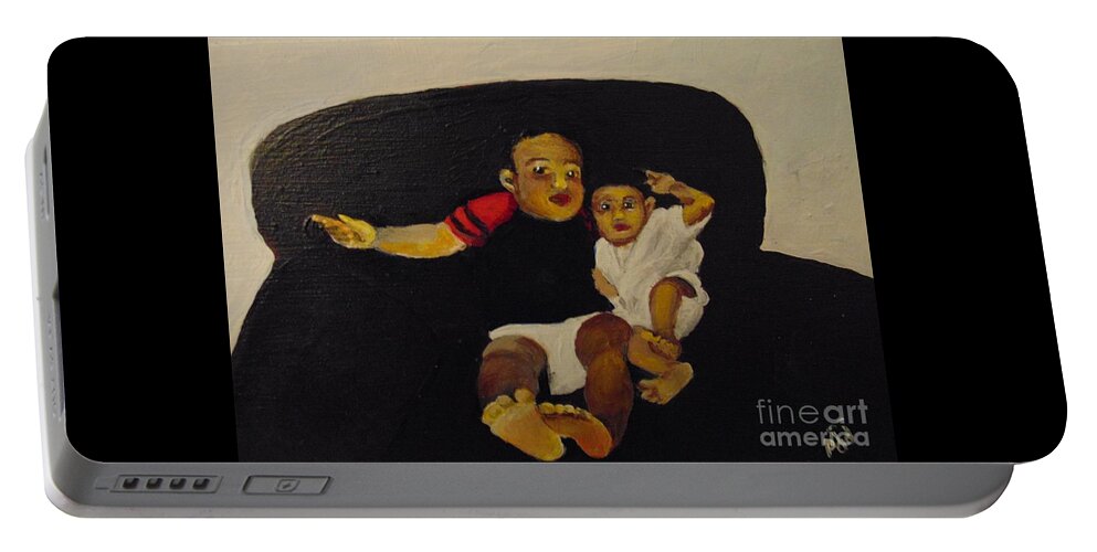 Babies Portable Battery Charger featuring the painting Cherubs by Saundra Johnson