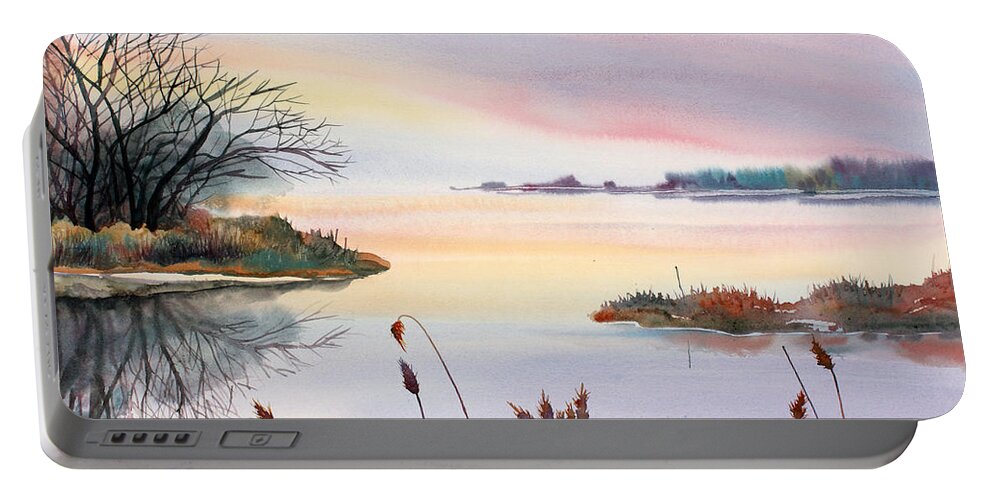 Sunset Portable Battery Charger featuring the painting Chesapeake Bay Sunset by Yolanda Koh