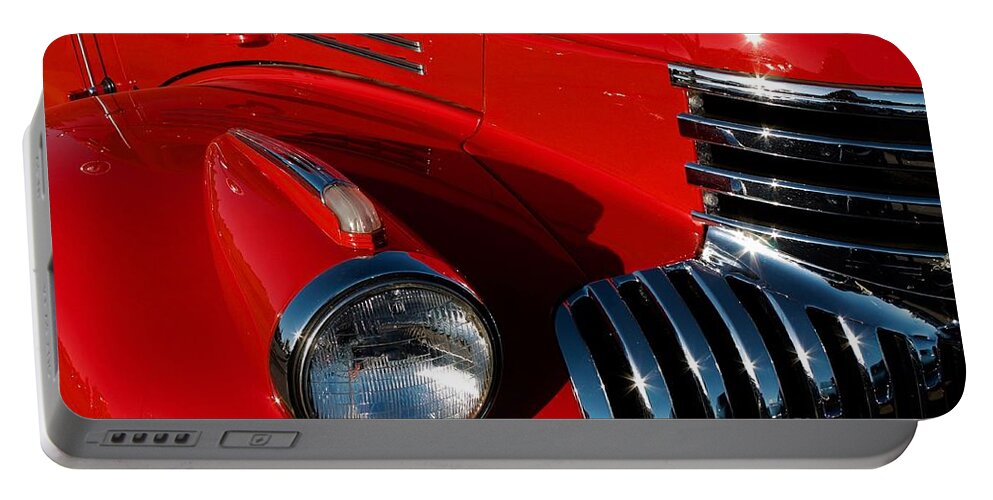 Truck Portable Battery Charger featuring the photograph Chevy Red by Linda Bianic