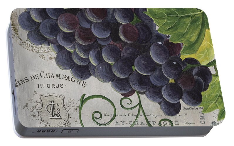 Grapes Portable Battery Charger featuring the painting Vins de Champagne 2 by Debbie DeWitt