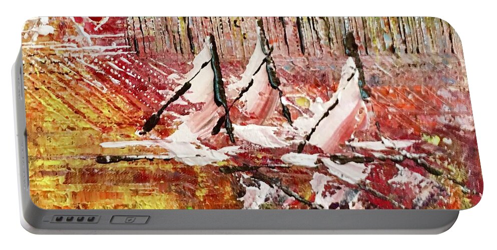 Abstract Portable Battery Charger featuring the painting Chicago at it's Best by George Riney