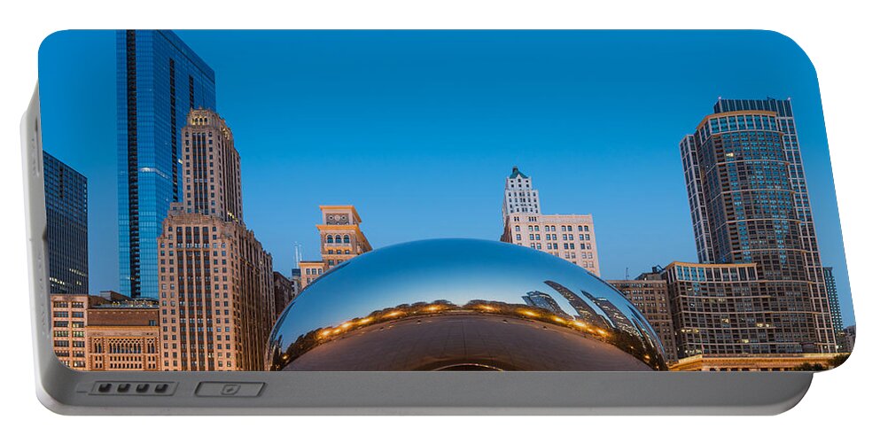 Cloud Gate Portable Battery Charger featuring the photograph Chicago Bean by Michael Ver Sprill