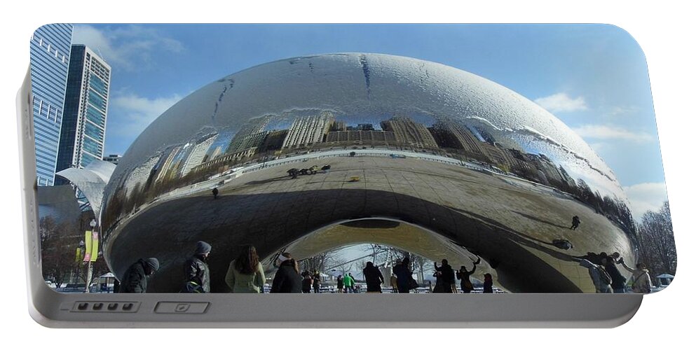 Chicago Portable Battery Charger featuring the photograph Chicago Bean by FineArtRoyal Joshua Mimbs