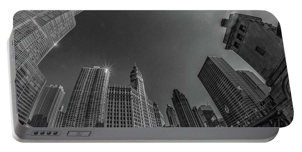 Chicago Portable Battery Charger featuring the photograph Chicago riverfront skyline by Izet Kapetanovic