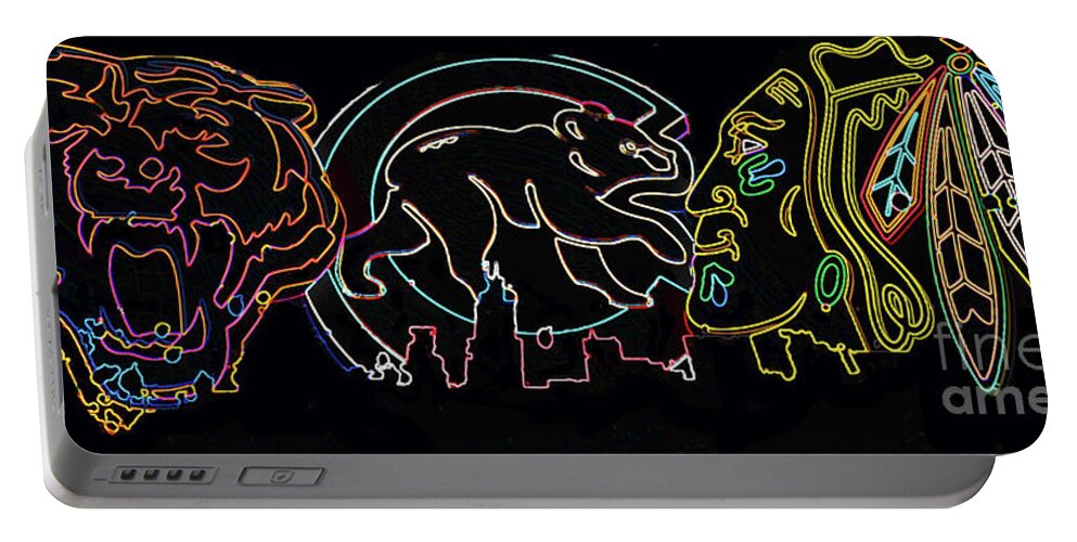 Bears Portable Battery Charger featuring the digital art Chicago Sports by Steven Parker