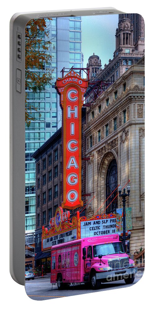 Architecture Portable Battery Charger featuring the photograph Chicago Theater by Wayne Moran