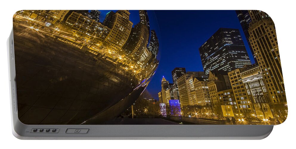 Bean Portable Battery Charger featuring the photograph Chicago's Millenium Park at dusk by Sven Brogren