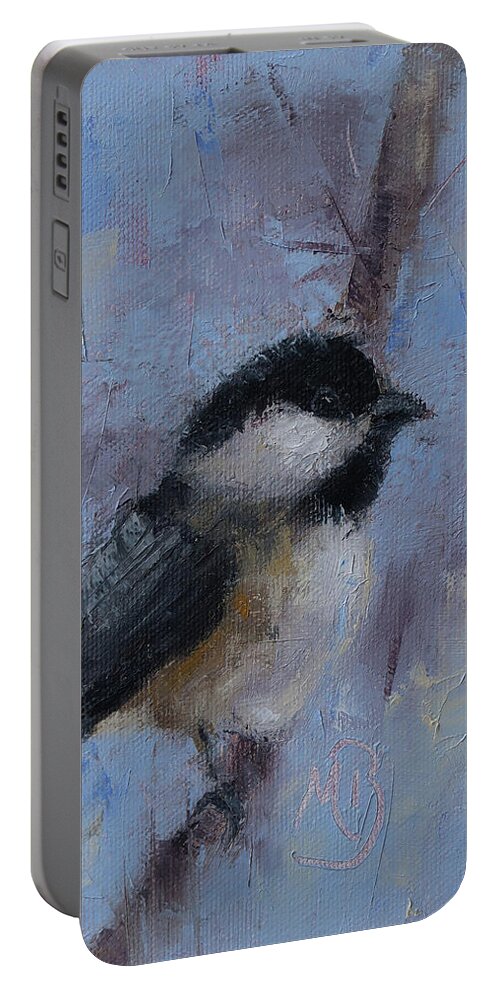 Wildlife Art Portable Battery Charger featuring the painting Chickadee #2 by Monica Burnette