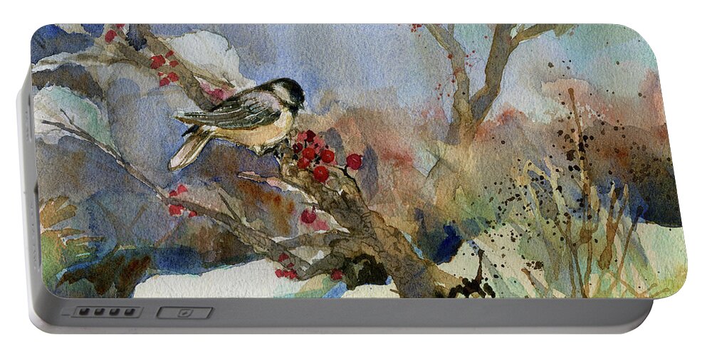 Garden Gate Portable Battery Charger featuring the painting Chickadee by Garden Gate magazine
