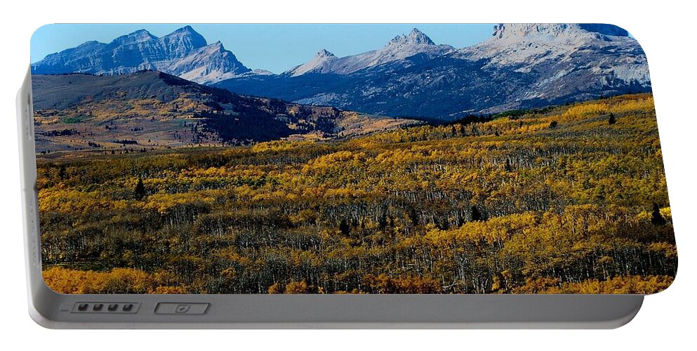 Fall Portable Battery Charger featuring the photograph Chief Mountain in the Fall by Tracey Vivar