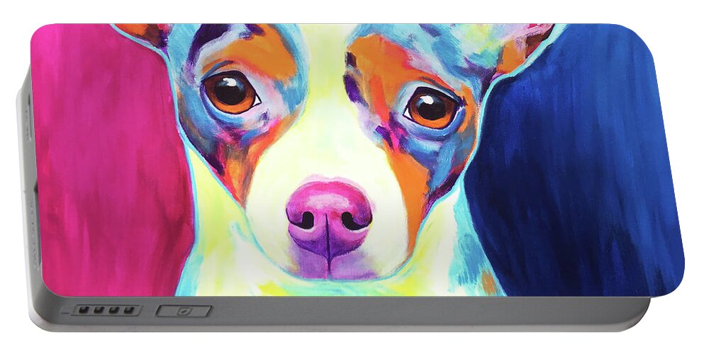 Chihuahua Portable Battery Charger featuring the painting Chihuahua - Brady by Dawg Painter