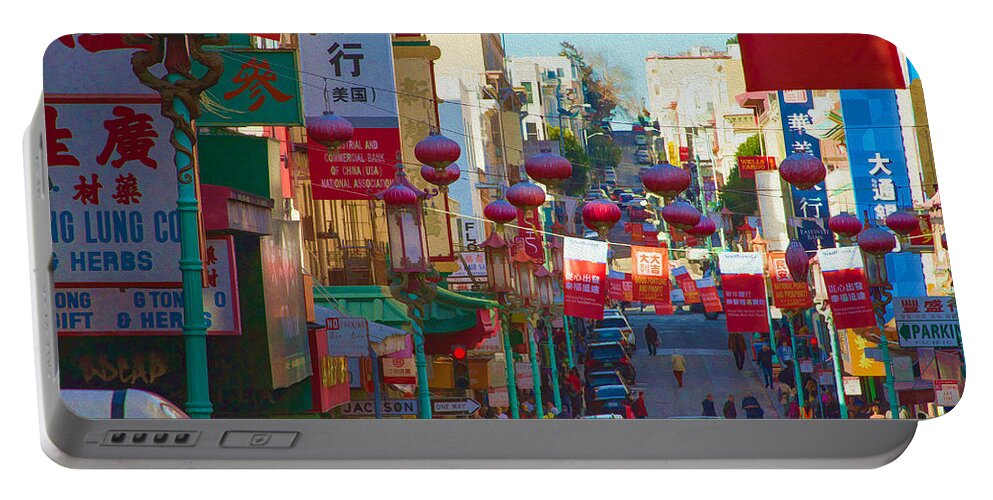 Bonnie Follett Portable Battery Charger featuring the photograph Chinatown Street Scene by Bonnie Follett