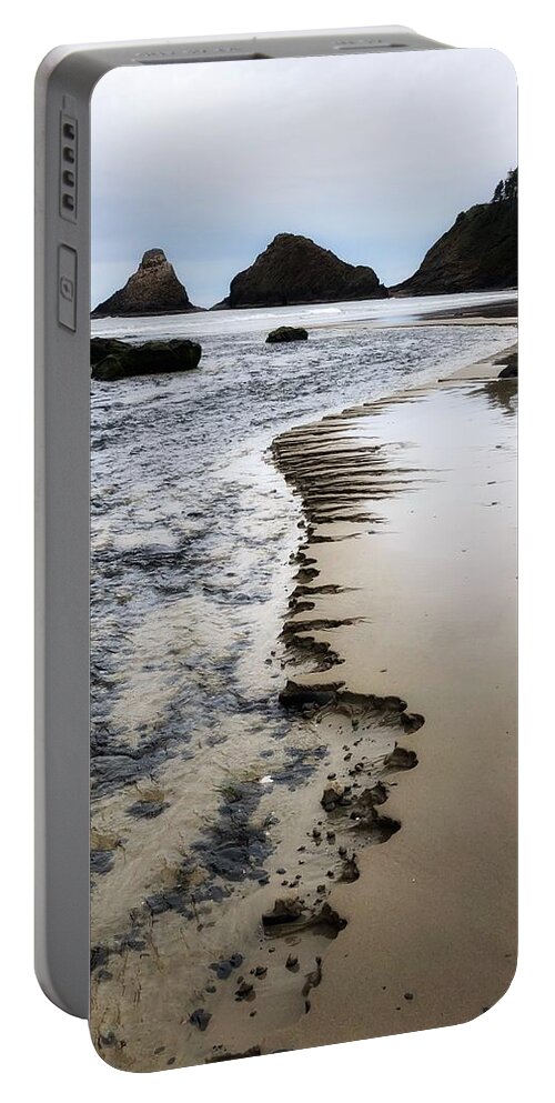 Chiseled Sand Portable Battery Charger featuring the photograph Chiseled Beach by Bonnie Bruno