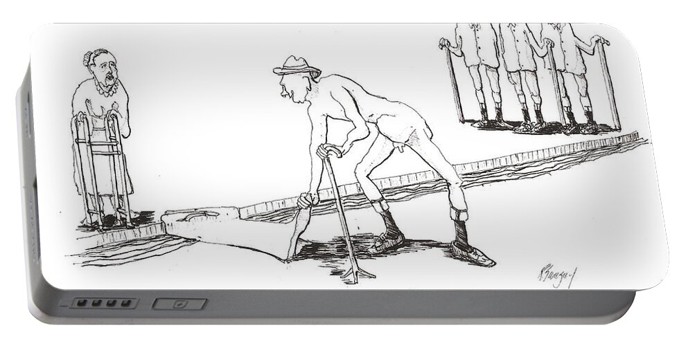 Chivalry Portable Battery Charger featuring the drawing Chivalry by R Allen Swezey