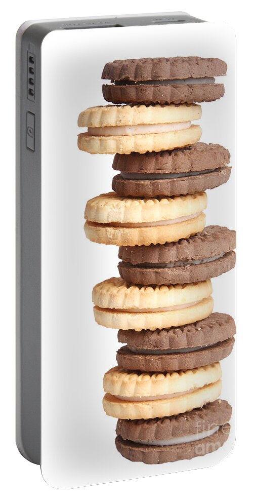 Cookies Portable Battery Charger featuring the photograph Chocolate and vanilla creamed filled cookies by James BO Insogna