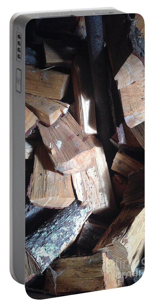 Chopped Portable Battery Charger featuring the photograph Pile of Chopped Wood by By Divine Light