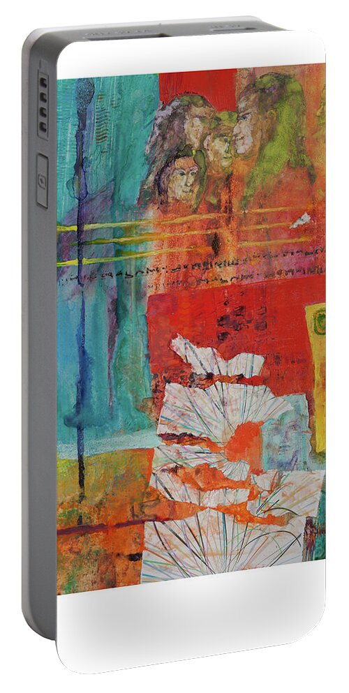 Abstract Portable Battery Charger featuring the painting Chorus Line by Gary DeBroekert