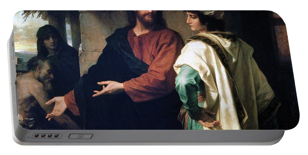 Jesus Portable Battery Charger featuring the painting Christ and the Rich Young Ruler by Heinrich Hofmann