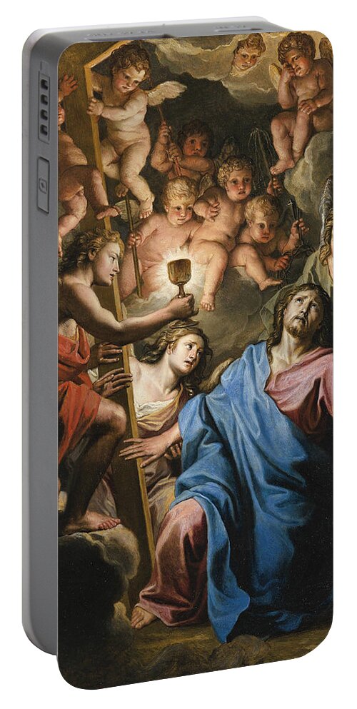 Noel Coypel Portable Battery Charger featuring the painting Christ at prayer on the mount of olives by Noel Coypel