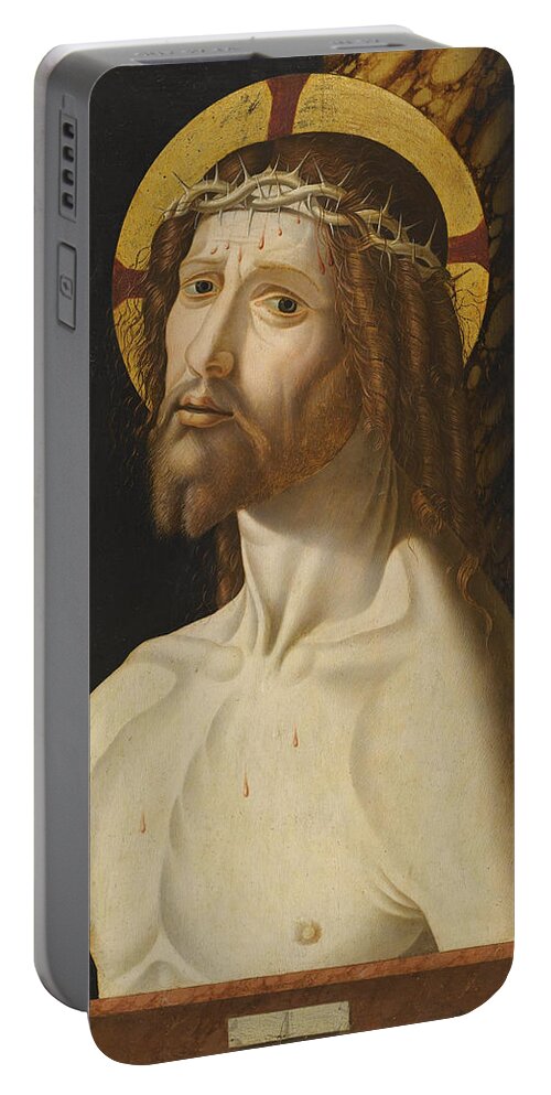 Attributed To Jacopo Da Valenza Portable Battery Charger featuring the painting Christ at the Column by Attributed to Jacopo da Valenza