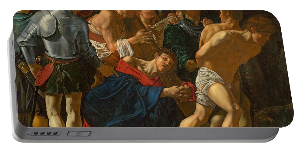 Cecco Del Caravaggio Portable Battery Charger featuring the painting Christ carrying the Cross by Cecco del Caravaggio