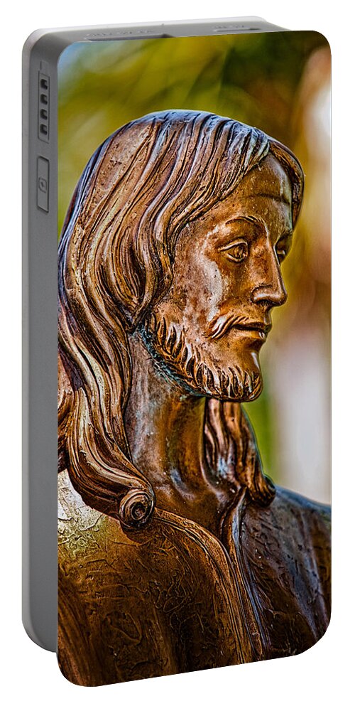 Statue Portable Battery Charger featuring the photograph Christ in Bronze by Christopher Holmes