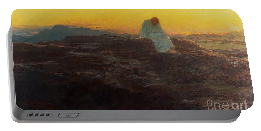Christ In The Wilderness Portable Battery Charger featuring the painting Christ in the Wilderness by Briton Riviere