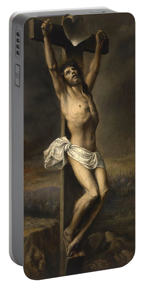 Gustave Dore Portable Battery Charger featuring the painting Christ on the Cross by Gustave Dore