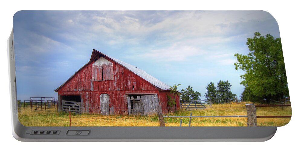 Barn Portable Battery Charger featuring the photograph Christian School Road Barn by Cricket Hackmann