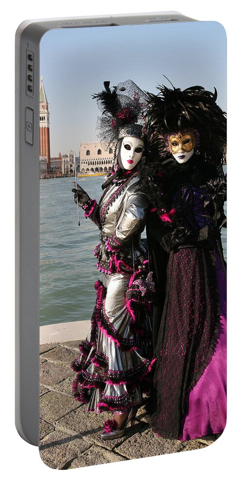 Venice Portable Battery Charger featuring the photograph Christine and Gunilla Across St. Mark's by Donna Corless