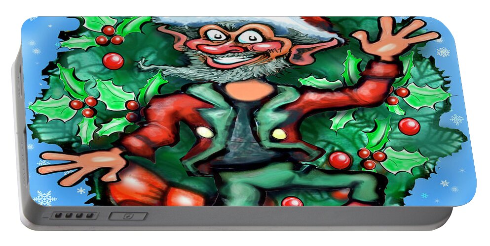 Christmas Portable Battery Charger featuring the digital art Christmas Elf by Kevin Middleton