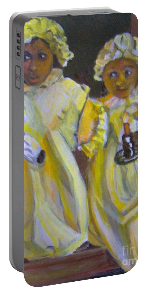 Girls Portable Battery Charger featuring the painting Christmas Eve by Saundra Johnson