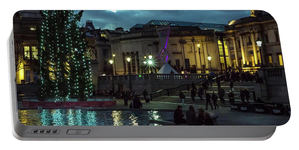 Merry Christmas Portable Battery Charger featuring the photograph Christmas In Trafalgar Square, London 2 by Perry Rodriguez