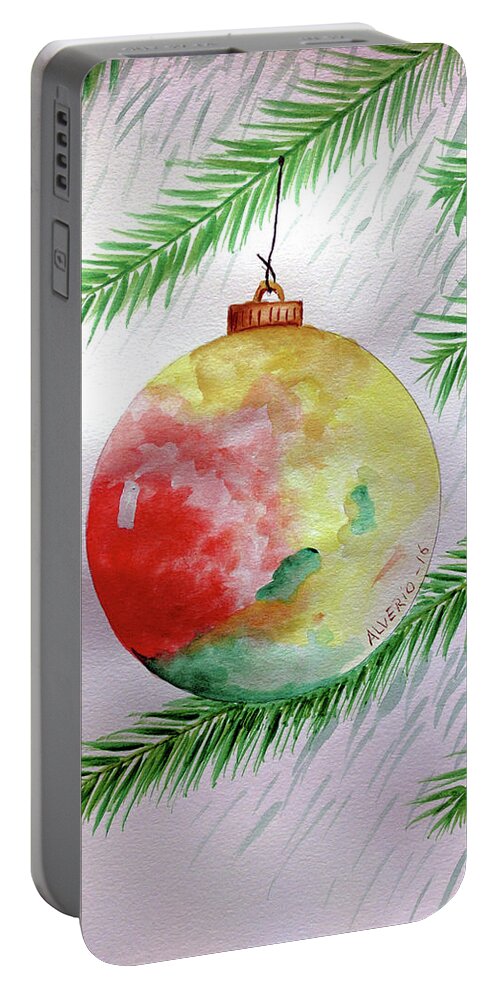 Christmas Portable Battery Charger featuring the painting Christmas Ornament by Edwin Alverio