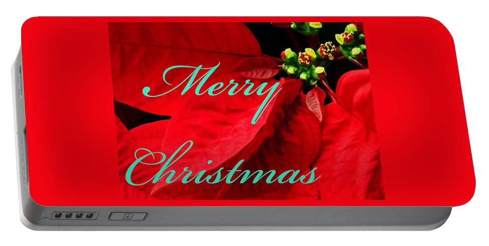Greeting Card Portable Battery Charger featuring the photograph Christmas Poinsettia by Bob Johnson