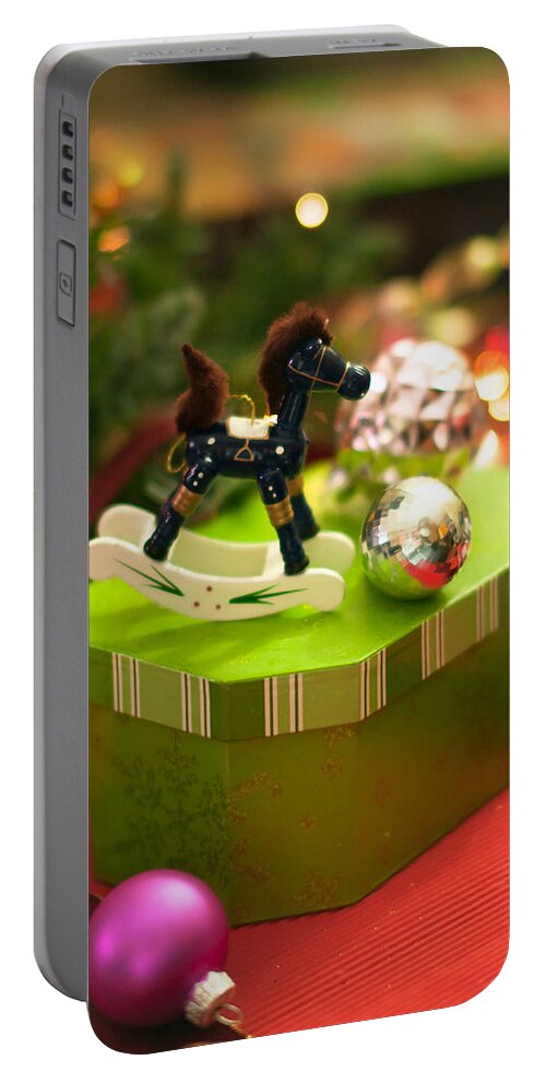 Christmas Portable Battery Charger featuring the photograph Christmas Rocking Horse - no text by Maggie Terlecki